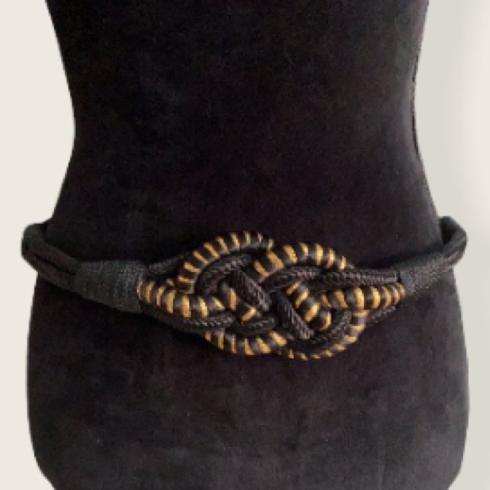 🍒 Vintage Black Knotted Rope Belt!!!